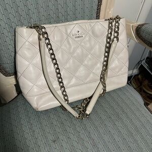 Kate Spade White Quilted Chain Shoulder Bag